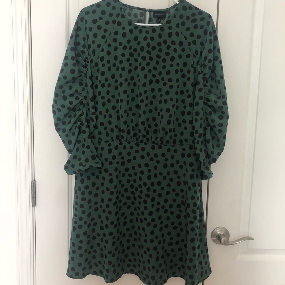 Who What Wear Polka Dot Green Dress